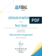 Certificate of Participation: Renvil I. Mompil