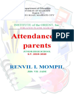 Attendance of Parents: Renvil I. Mompil
