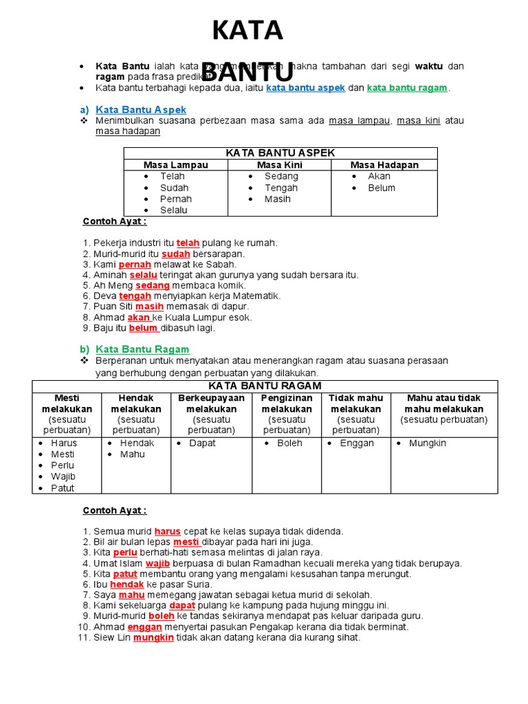 Contoh dan Penggunaan Kata Bantu | PDF | Karier & Perkembangan
