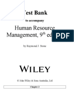 Test Bank: Human Resource Management, 9 Edition
