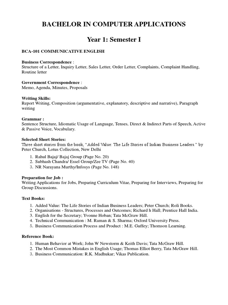 BCA Syllabus PDF | PDF | Class (Computer Programming) | Computer Network