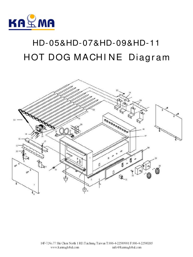 Hot Dog Machine Diagram HD05&HD07&HD09&HD11 PDF Manufactured
