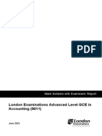 London Examinations Advanced Level GCE in Accounting (9011) : Mark Scheme With Examiners' Report