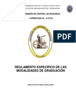 Reglamento de modalidades de graduación en Ingeniería de Control de Procesos