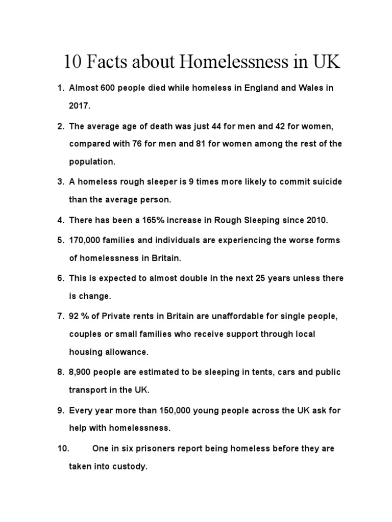 10 Facts About Homelessness in the UK | PDF | Social Science