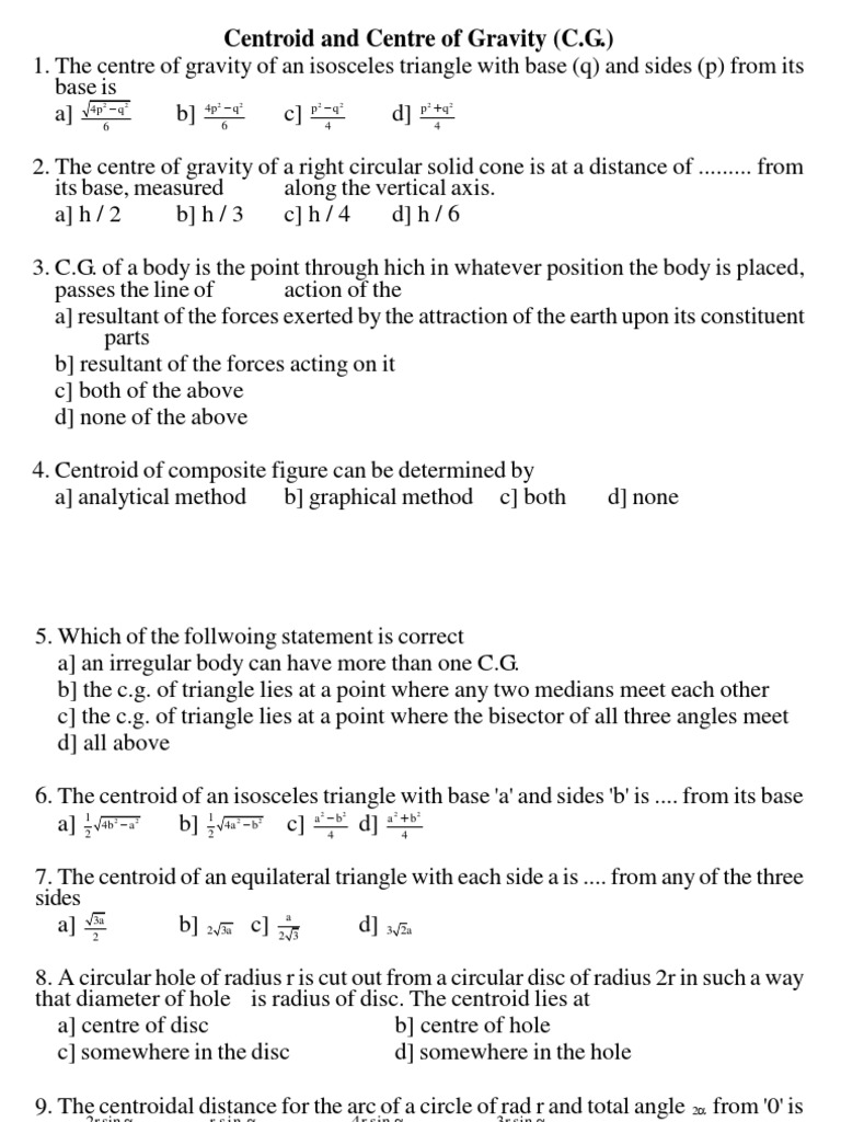 Centroid And Centre Of Gravity C G 4p Q 6 4p Q 6 P Q 4 P Q 4 Triangle Sphere
