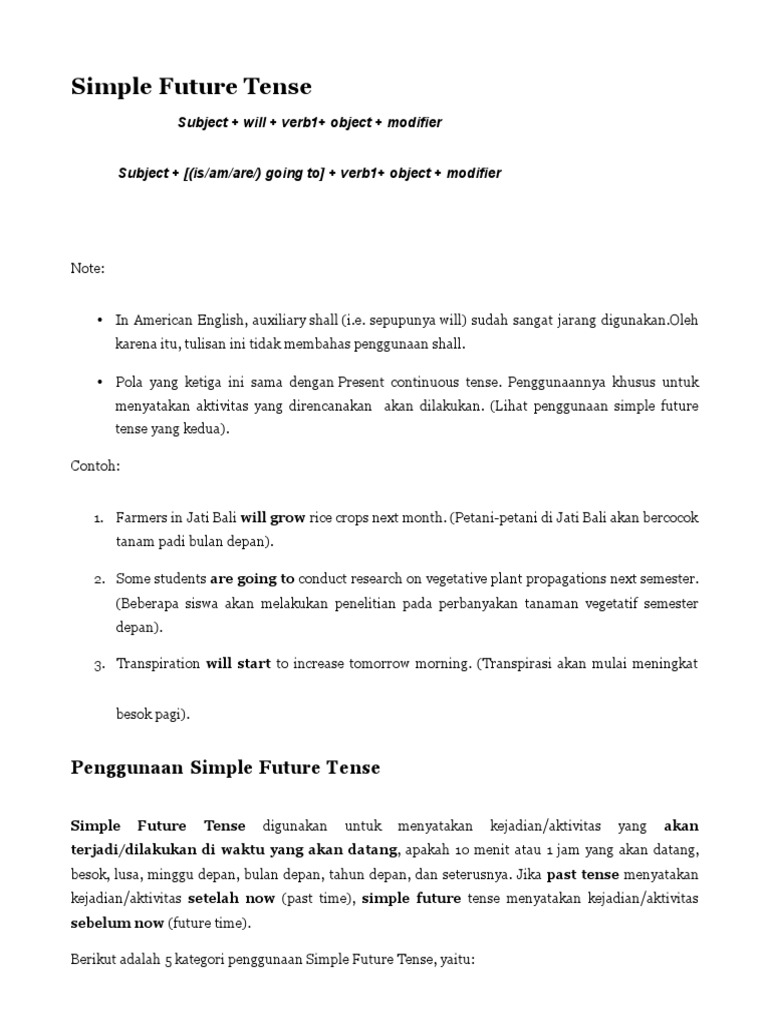 Penggunaan Simple Future Tense | PDF