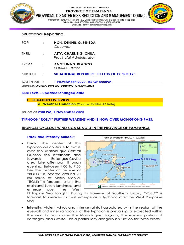 6 - TY ROLLY 1 Nov 2020 - 4PM | PDF | Luzon | Tropical Cyclones
