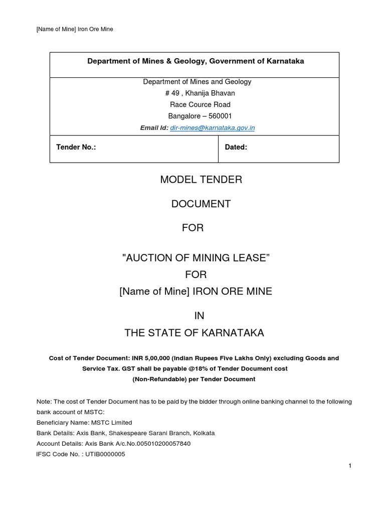 Karnataka Model Tender Document NIT Dated 08 03 2019 | PDF | Auction ...