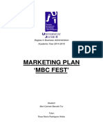 Marketing Plan MBC Fest': Degree in Business Administration Academic Year 2014-2015