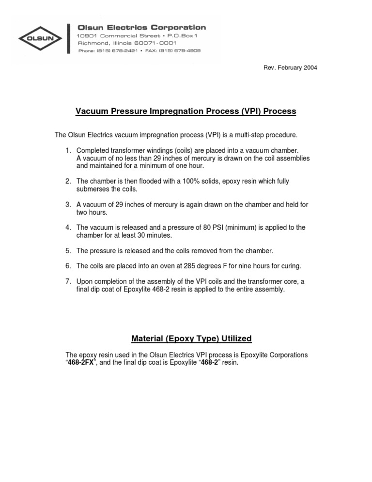 Vacuum Pressure Impregnation Overview | PDF