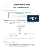 Module 2: The Quadratic Formula: Section V: Quadratic Equations and Functions