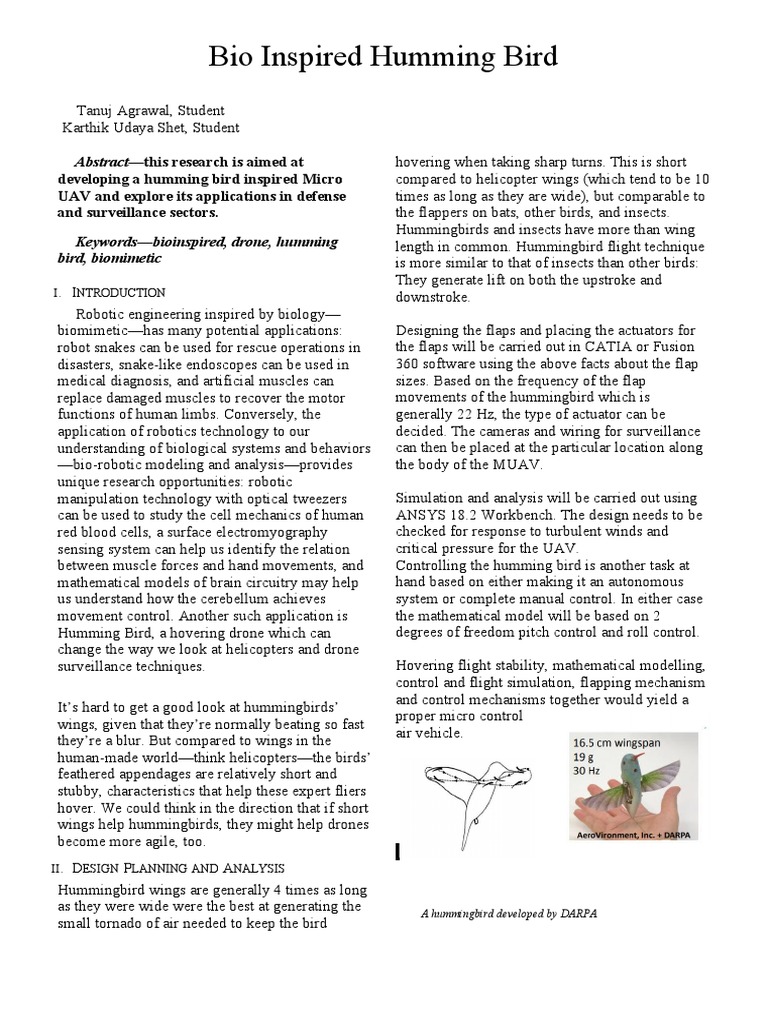 Hummingbird-Inspired Micro UAV Design | PDF | Unmanned Aerial Vehicle ...