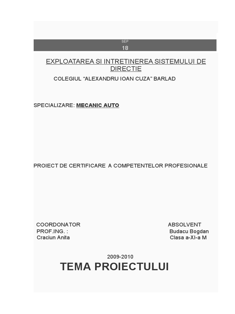 Defecte in Exploatare Ale Sistemului de Directie | PDF