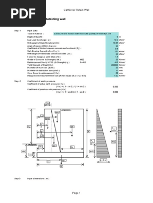 Rcc Retaining Wall Design Cantilever Type Excel Sheet Engineering Books