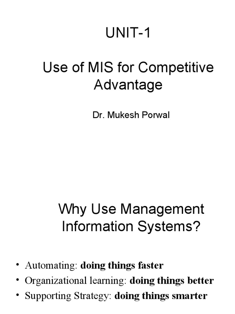 MIS for Competitive Advantage Strategies | PDF | Competitive Advantage ...