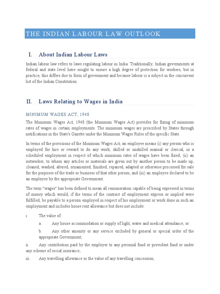 The Indian Labour Law Outlook | PDF | Wage | Employment