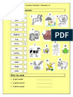 Match Words and Pictures 1 2 3: Vocabulary Worksheet - Elementary 1.5