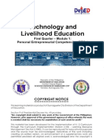 Technology and Livelihood Education: First Quarter - Module 1: Personal Entrepreneurial Competencies (Pecs)