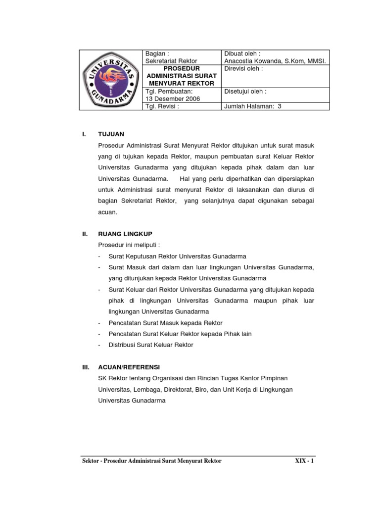 Kop Surat Gunadarma - Contoh Kop Surat