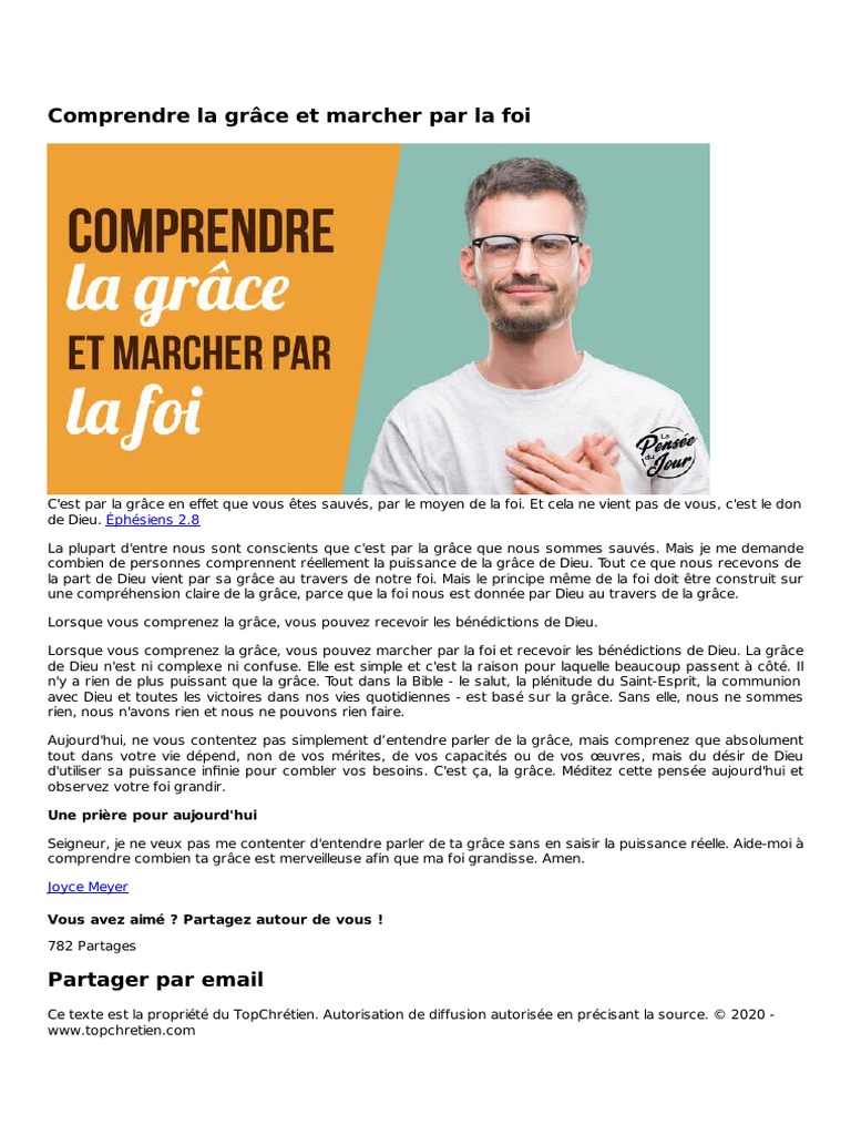 Comprendre La Grace Et Marcher Par La Foi | PDF