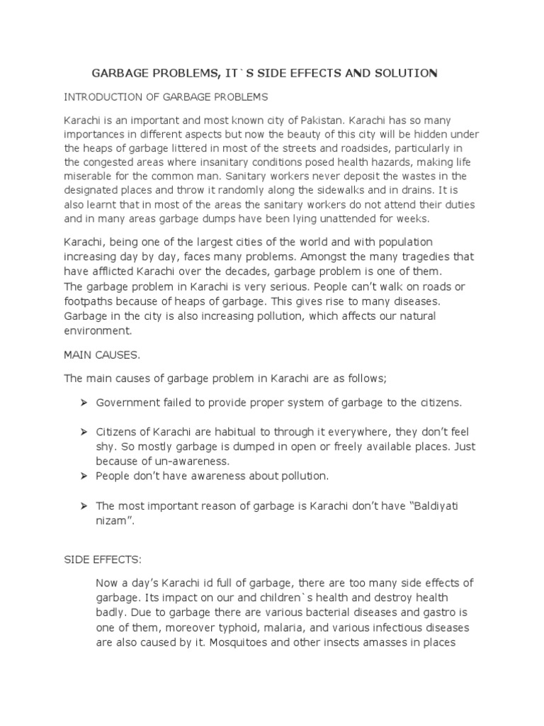 Garbage Problems, It'S Side Effects and Solution | PDF | Pollution ...