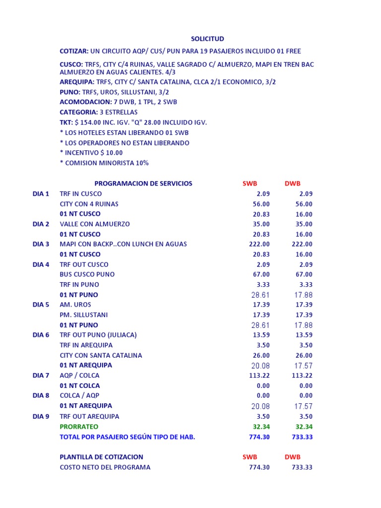 Cotización de Paquetes Turísticos | PDF | Imperio Inca, image size:768x1024