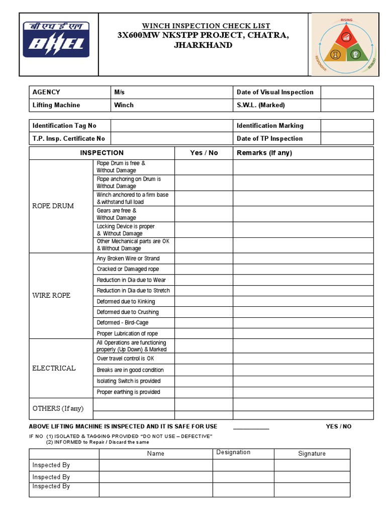 00 Winch Inspection Check List PDF