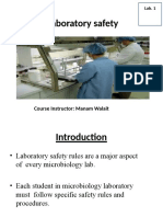 Laboratory Safety: Course Instructor: Manam Walait