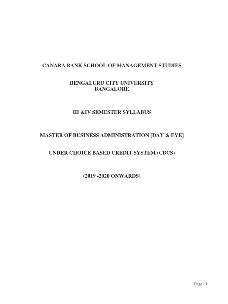 BCU III &amp;IV Semester MBA Syllabus | PDF | Modern Portfolio Theory 