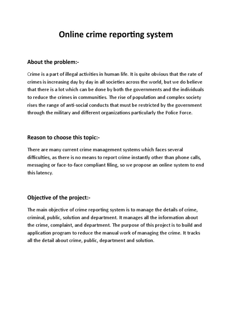 Online Crime Reporting System Overview | PDF | Selenium (Software ...