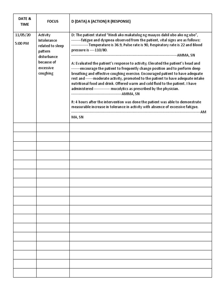 Ncm114-Lab, Fdar Activity | PDF