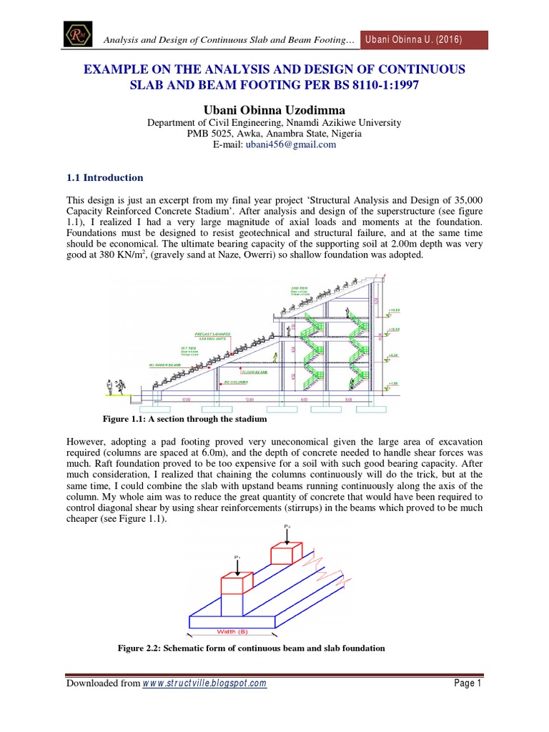Example On The Analysis and Design of Continuous Slab and Beam Footing