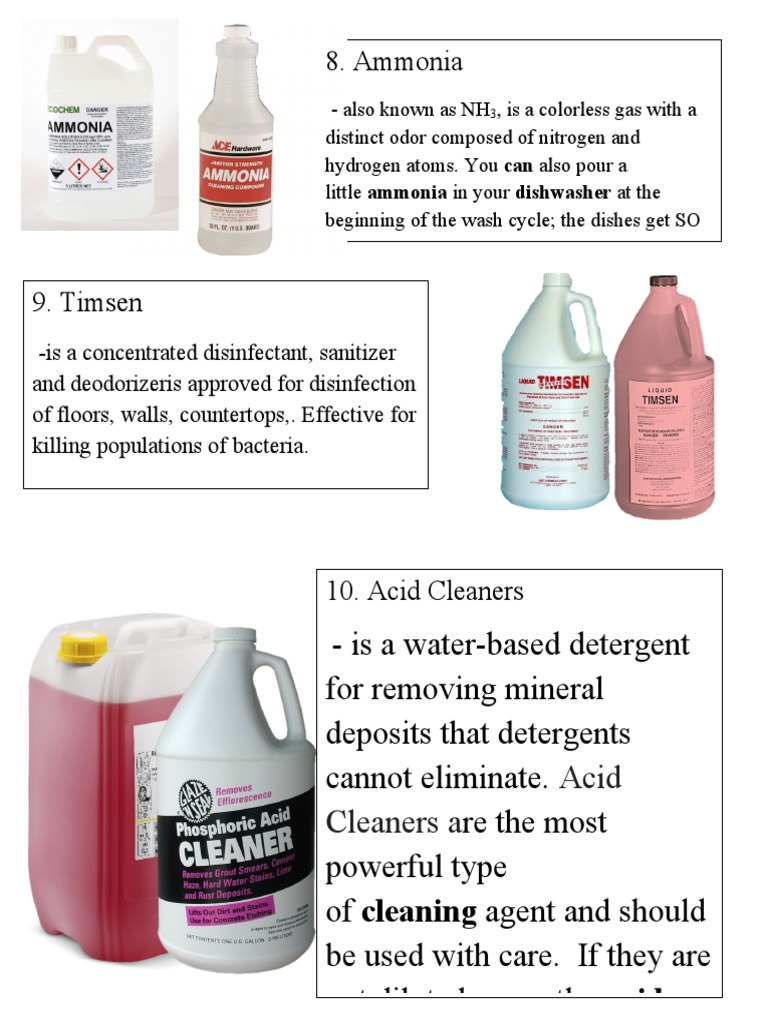Ammonia Acid Cleaners A PDF Disinfectant Products Of Chemical
