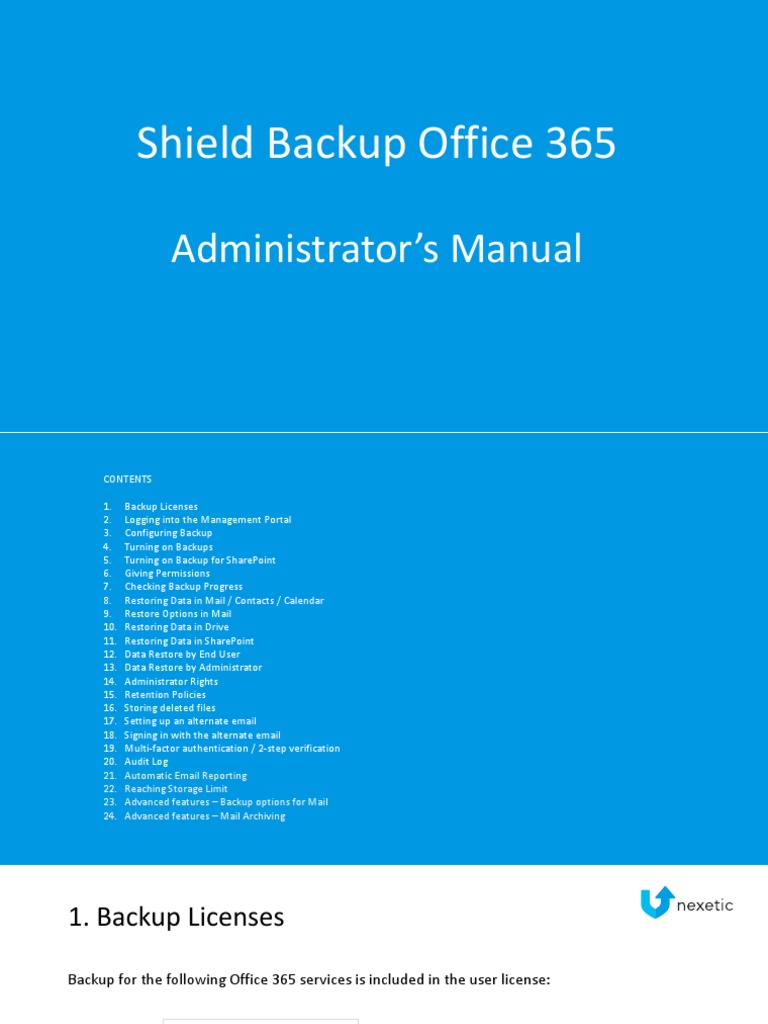 Office 365 Backup Administrator Guide | PDF | Office 365 | Backup