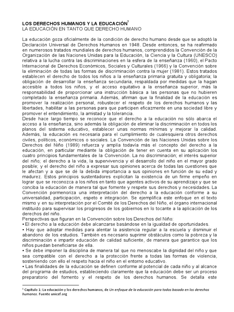 Educación como Derecho Humano Fundamental | PDF | Derechos humanos ...