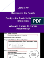 Harmony in The Family Family - The Basic Unit of Human Interaction Values in Human-to-Human Relationship
