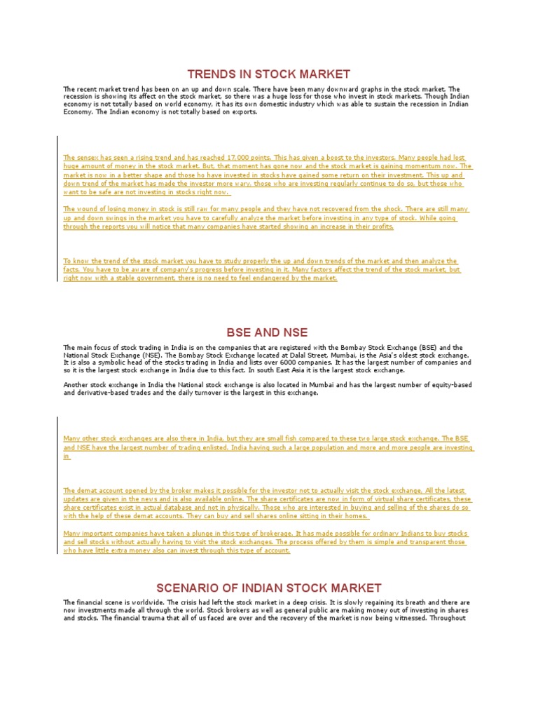 Trends in Stock Market | PDF | Stocks | Financial Markets