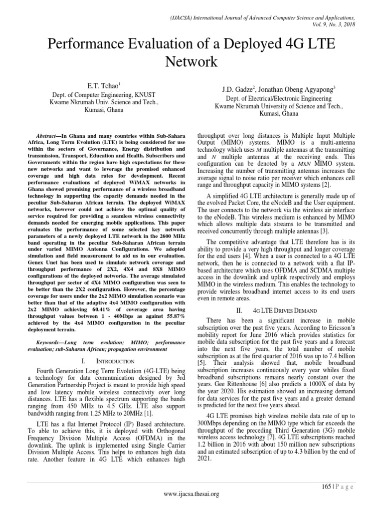 Paper 25-Performance Evaluation of A Deployed 4G LTE Network | PDF | 4 ...
