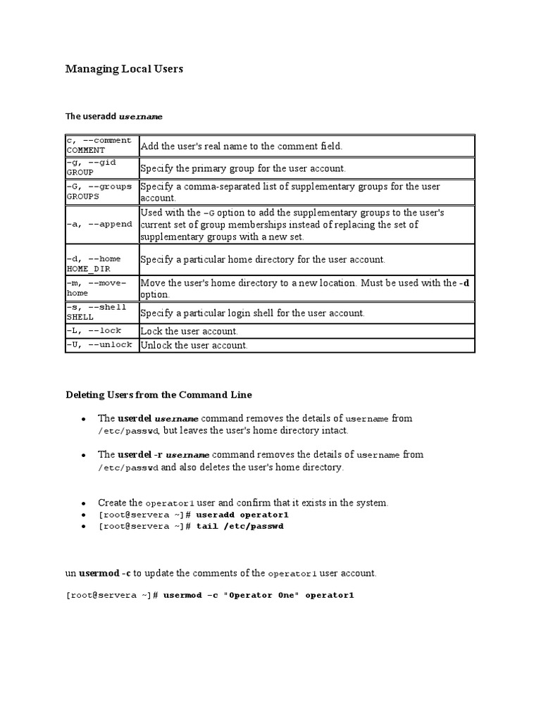 Managing Local Users in Linux | PDF | Sudo | User (Computing)