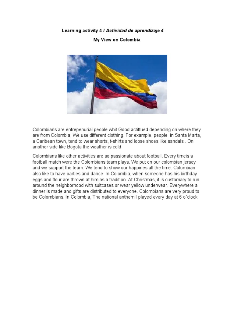Learning Activity 4 / Actividad de Aprendizaje 4 My View On Colombia | PDF