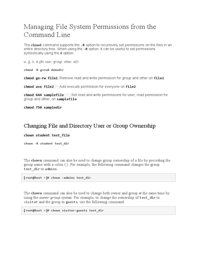 Managing File System Permissions From The Command Line Changing File