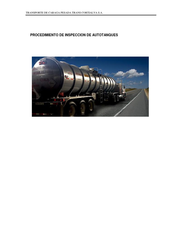 Procedimiento De Inspeccion De Autotanques Pdf Tanques Presión