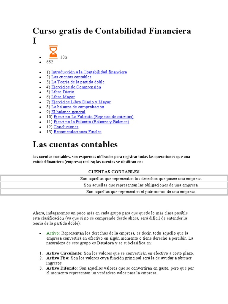 Curso Gratis de Contabilidad Financiera | PDF | Contabilidad | Negocios ...