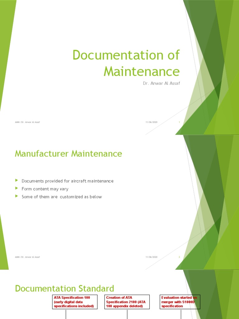 Documentation Of Maintenance Dr Anwar Al Assaf Pdf Specification