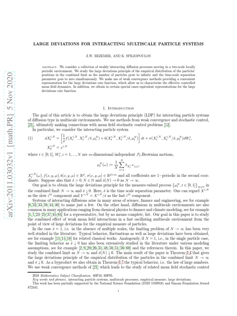 Large Deviations in Multiscale Particle Systems | PDF | Stochastic ...