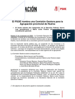 El PSOE Nombra Una Gestora para La Agrupación Provincial de Huelva