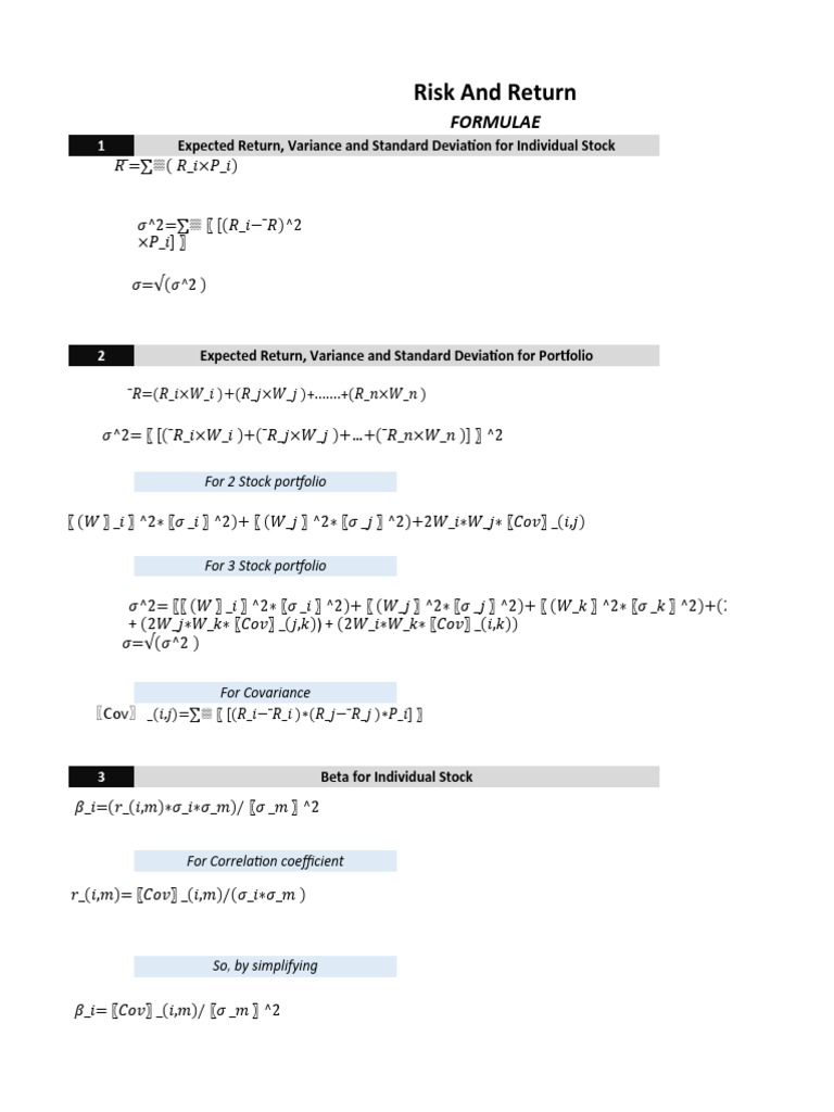 Financial Formulas for Analysts | PDF | Beta (Finance) | Cost Of Capital