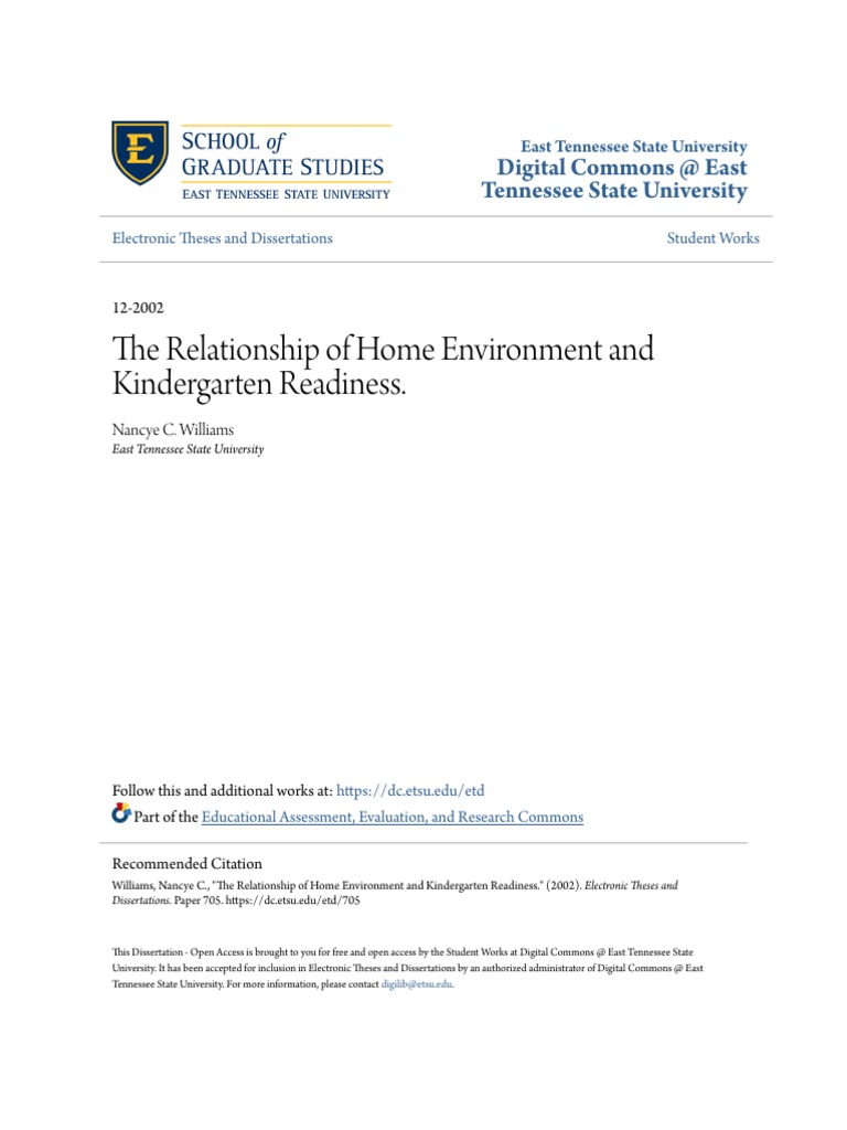 The Relationship of Home Environment and Kindergarten Readiness. | PDF ...