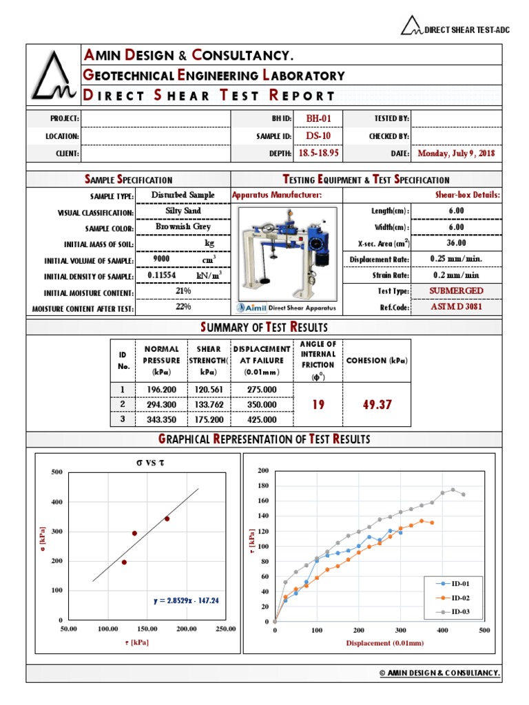 Direct Shear Test-Adc | PDF | Natural Materials | Geotechnical Engineering